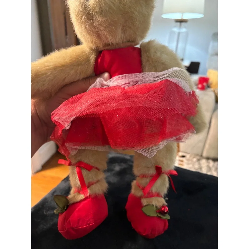 Bearington Collection Christmas Ballerina Teddy Bear Red Tutu Holiday Plush 14in